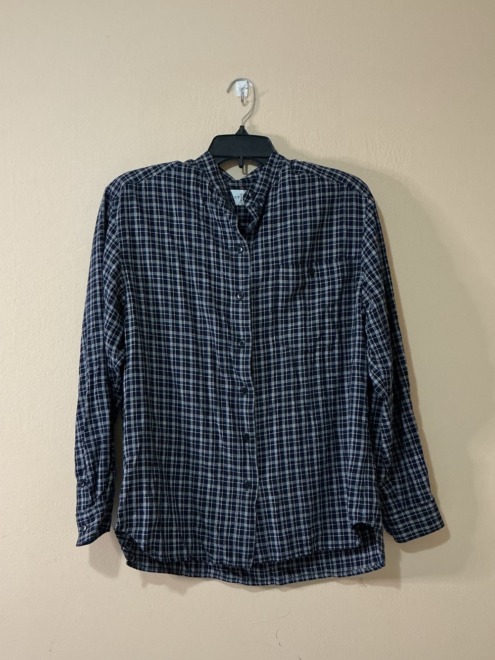 Casual Silk Blend Black & White Plaid Long-Sleeve Button Down Shirt